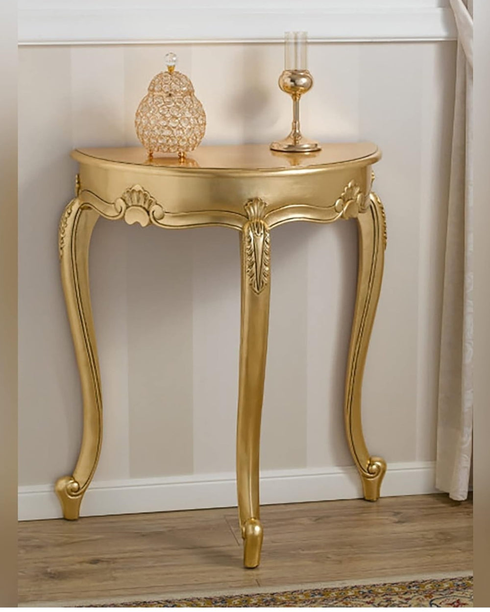 Console Table Arlette Half Moon French Baroque Style ( Golden )