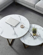 Aurelius Triangular Nesting Tables - Glossy Golden Iron with Italian Nano Marble Top