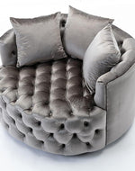 Bloomart Barrel Button Tufted Design Modern Round Sofa Cuddle Chair For Living Room with 3 Pillows