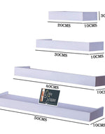 Wooden Rectangular Floating Wall Shelves set of 4