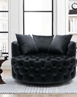 Bloomart Barrel Button Tufted Design Modern Round Sofa For Living Room with 3 Pillows - Bloomart