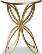 Florence Circular Iron Side Table - Glossy Golden Modern Flower Design