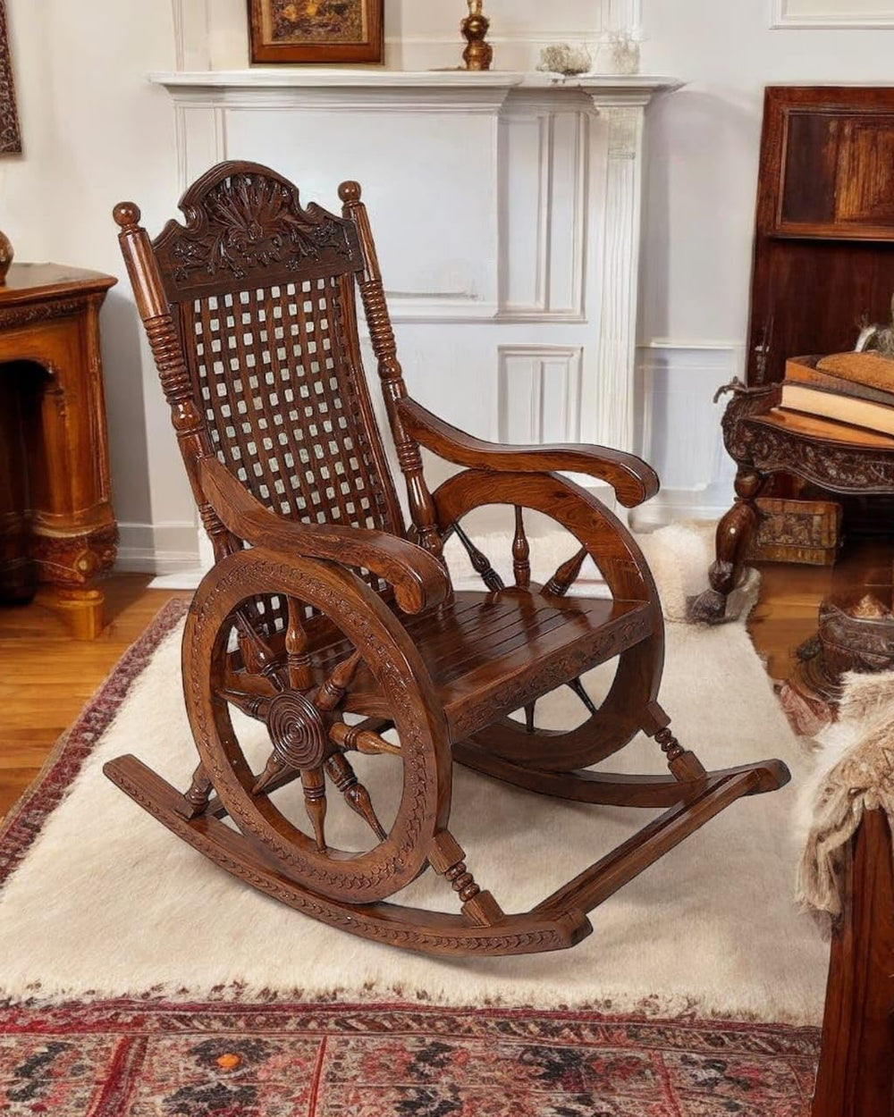 Sheesham Wooden Rocking Chair - Antique Finish