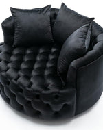 Bloomart Barrel Button Tufted Design Modern Round Sofa Cuddle Chair For Living Room with 3 Pillows