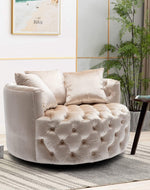 Bloomart Barrel Button Tufted Design Modern Round Sofa Cuddle Chair For Living Room with 3 Pillows