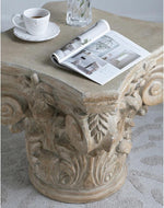 Bloomart Hand Carved Pedestal Style End Table Mango Wood