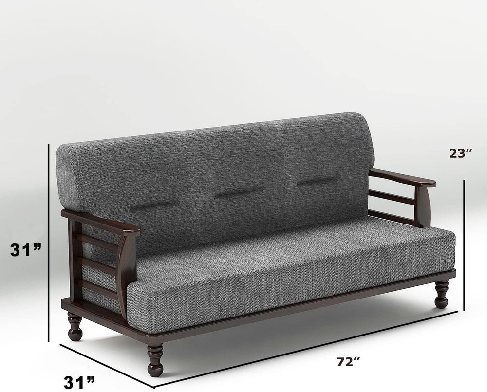 Sheesham Wood 5 Seater Sofa Set for Living Room - Brown