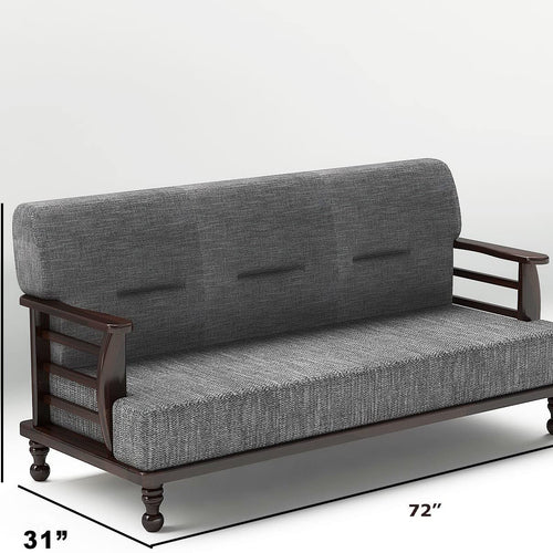 Sheesham Wood 5 Seater Sofa Set for Living Room - Brown
