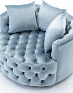 Bloomart Barrel Button Tufted Design Modern Round Sofa Cuddle Chair For Living Room with 3 Pillows