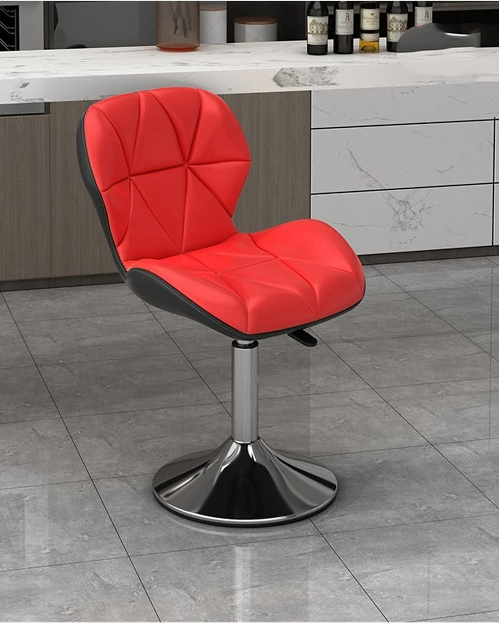 Finch Fox® Adjustable Height Faux Leather Swivel Study Task Chair in Red & Black Color