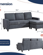 Bloomart Cosy L-Shaped Sectional 3 Seater Sofa Set With Ottoman Elegant Living Room Furniture for Comfort and Style