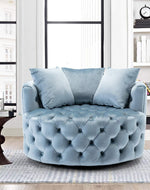 Bloomart Barrel Button Tufted Design Modern Round Sofa For Living Room with 3 Pillows - Bloomart