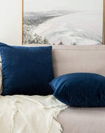 Blue Color Velvet Cushion Covers ( Set of 2 ) - Bloomart