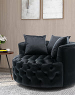Bloomart Barrel Button Tufted Design Modern Round Sofa Cuddle Chair For Living Room with 3 Pillows