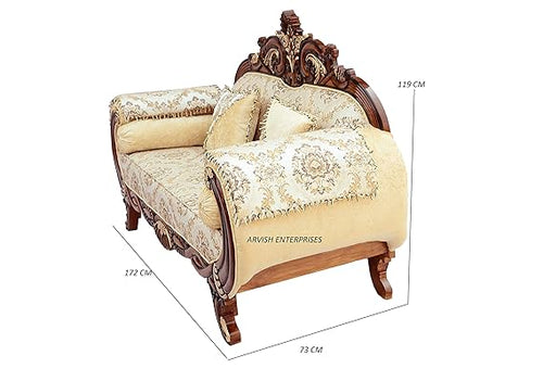 Wooden Sheesham 2 Seater Sofa with Cushion - Walnut