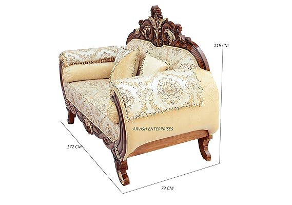Wooden Sheesham 2 Seater Sofa with Cushion - Walnut