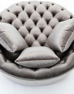 Bloomart Barrel Button Tufted Design Modern Round Sofa Cuddle Chair For Living Room with 3 Pillows