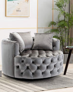 Bloomart Barrel Button Tufted Design Modern Round Sofa Cuddle Chair For Living Room with 3 Pillows