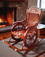 Sheesham Wooden Rocking Chair - Brown with Cushion