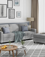 Bloomart Cosy L-Shaped Sectional 3 Seater Sofa Set With Ottoman Elegant Living Room Furniture for Comfort and Style