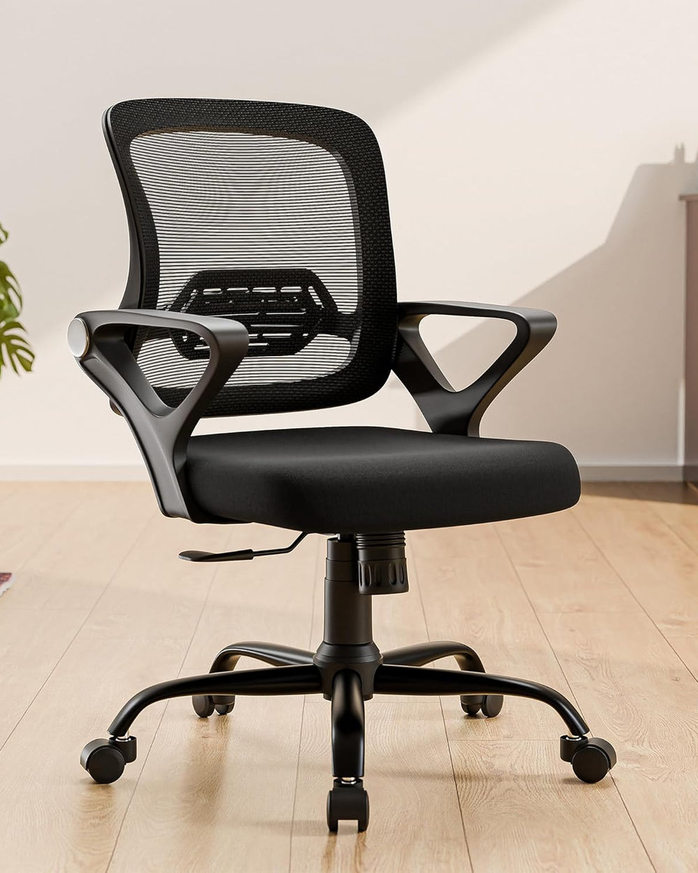 Green Soul Pebble Office Chair, Mid Back Mesh Ergonomic Home Office Desk Chair with Comfortable & Spacious Seat, Tilt Lock Mechanism & Heavy Duty Metal Base (Black)