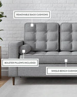 Madera Square Arms and Tufting-Bolster 2 Seater Chaise Lounge (With 2 Pillows)