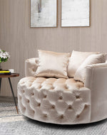 Bloomart Barrel Button Tufted Design Modern Round Sofa Cuddle Chair For Living Room with 3 Pillows