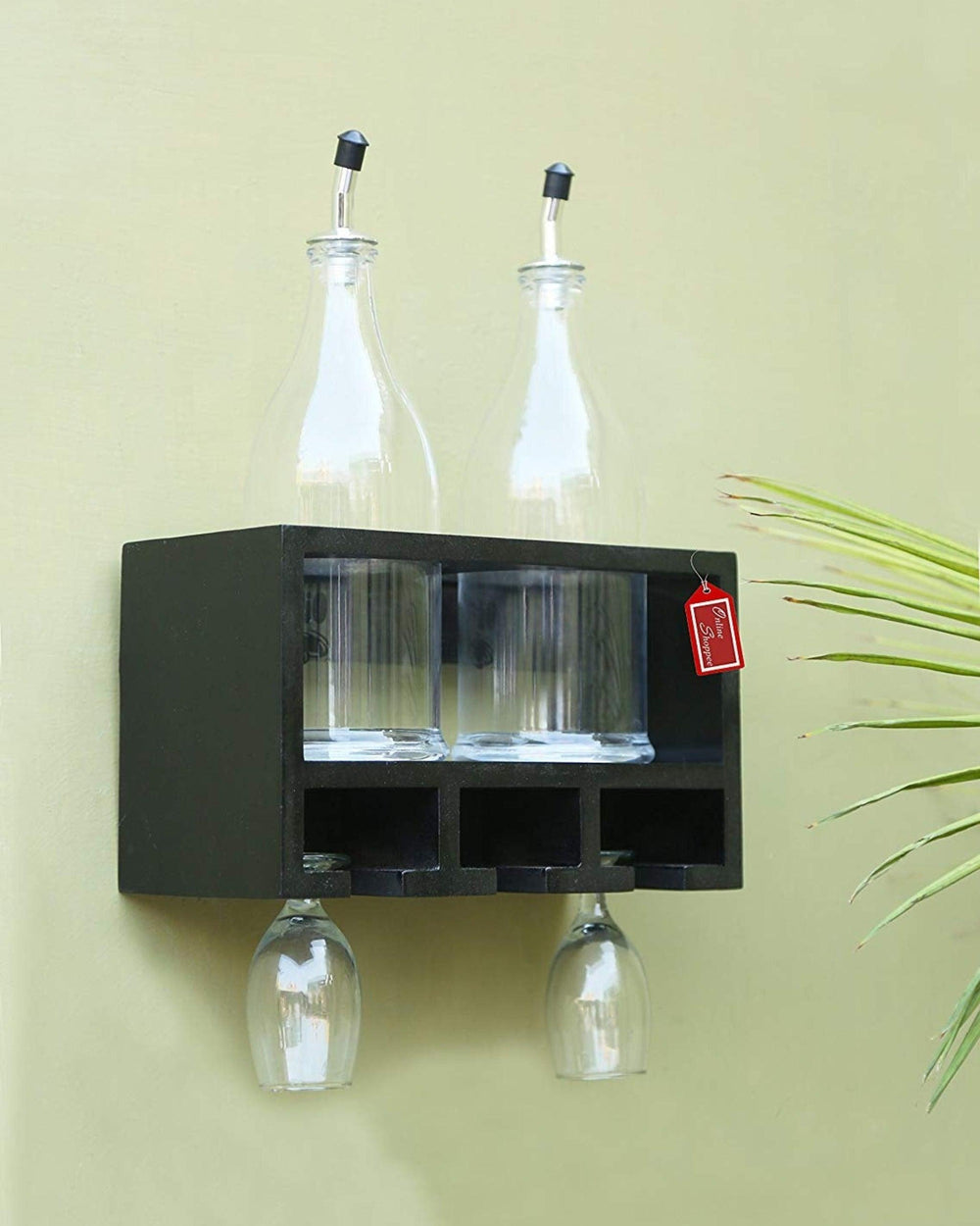 Unique Wooden Bottle Rack, 2 Bottles Holder Wall Shelves - WoodenTwist