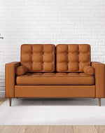 Madera Square Arms and Tufting-Bolster 2 Seater Chaise Lounge (With 2 Pillows) - Bloomart