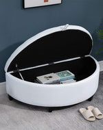 Half Moon Velvet Tufted Storage Bench Footstool Bed End Table for Living Room ( Big )
