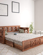 Wooden Sofa Cum Bed for Living Room Home (Teak Wood) - Bloomart