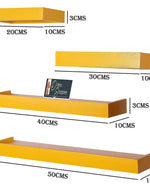 Wooden Rectangular Floating Wall Shelves set of 4