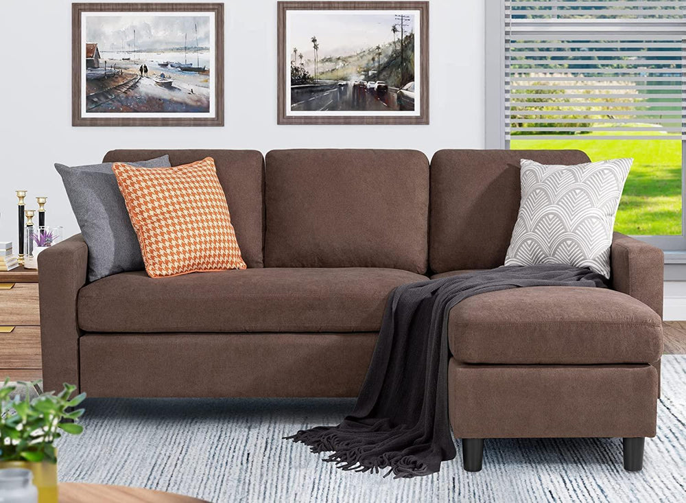 Bloomart Cosy L-Shaped Sectional 3 Seater Sofa Set With Ottoman Elegant Living Room Furniture for Comfort and Style