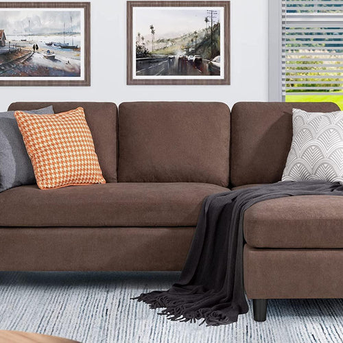 Bloomart Cosy L-Shaped Sectional 3 Seater Sofa Set With Ottoman Elegant Living Room Furniture for Comfort and Style