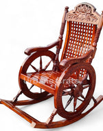 Sheesham Wooden Rocking Chair - Brown with Cushion