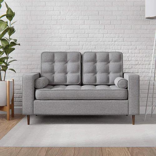Madera Square Arms and Tufting-Bolster 2 Seater Chaise Lounge (With 2 Pillows) - Bloomart