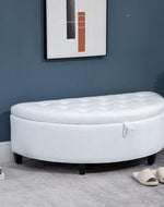 Half Moon Velvet Tufted Storage Bench Footstool Bed End Table for Living Room ( Big ) - Bloomart