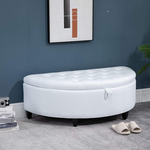 Half Moon Velvet Tufted Storage Bench Footstool Bed End Table for Living Room ( Big ) - Bloomart