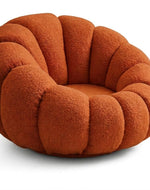 Bloomart Modern Round Pumpkin Design Accent Lounge Chair with Ottoman | Cozy Single Seater Sofa for Living Room & Home (Blue)