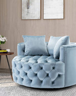 Bloomart Barrel Button Tufted Design Modern Round Sofa Cuddle Chair For Living Room with 3 Pillows