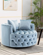 Bloomart Barrel Button Tufted Design Modern Round Sofa Cuddle Chair For Living Room with 3 Pillows