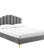 Bloomart Olivia Glam Velvet Upholstery Rectangular Bed Modern Luxury Bed Frame with Stylish Design