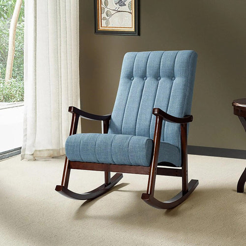 Risco Rocking Chair With Button Tufted Back (Blue)