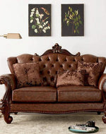 Wooden Hand Carved 2 Seater Sofa Set with 3 Pillows