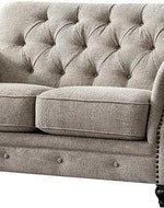 Luxury Chesterfield Chenille Diamond Tufted Loveseat 2 Seater Sofa (Walnut Legs)