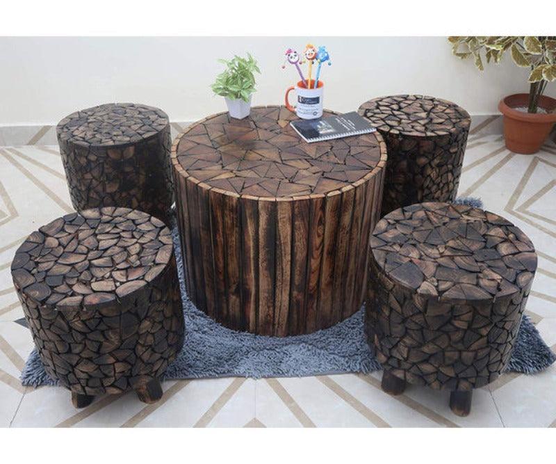 Bloque De Madera Coffee Table Set Brown - Bloomart