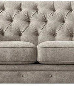 Luxury Chesterfield Chenille Diamond Tufted Loveseat 2 Seater Sofa (Walnut Legs)