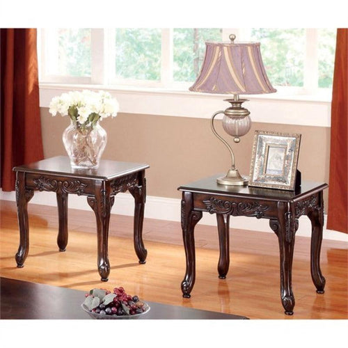 Hand Carved Sheesham Wood End Table for Home Décor (Set of 2) - Bloomart