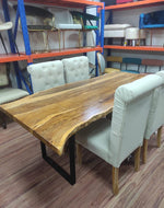 Mango Wood and Wrought Iron Vintage Dining Table Rustic Industrial Design for Home Decor