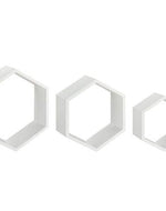Hexagonal Shape Wooden Floating Wall Shelves Set of 3